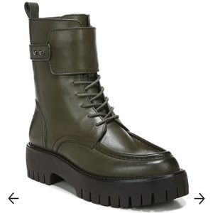 New Leather Dana Franco Sarto military green platform buckle lightweight boots